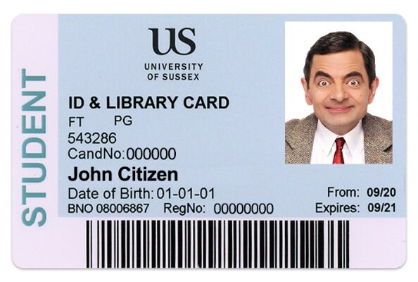 University of Sussex Student ID template in PSD format
