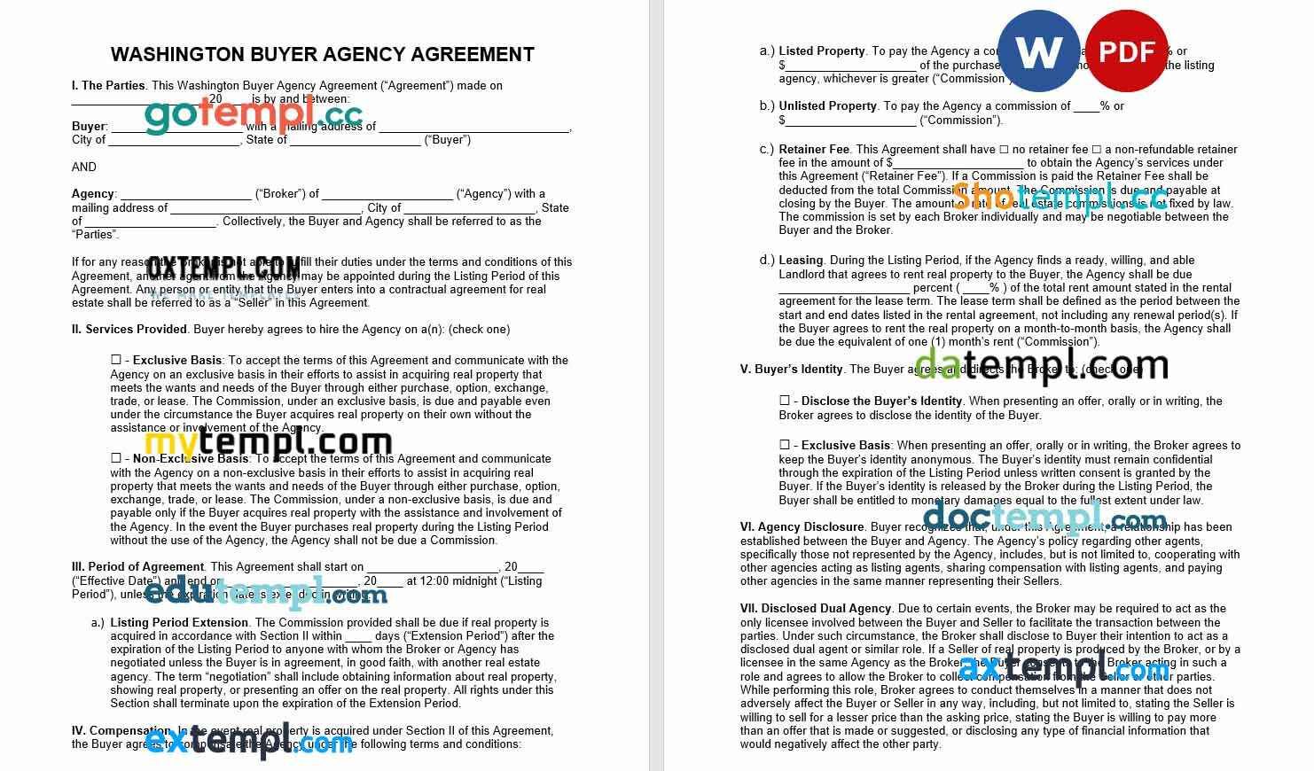 Contracts Wa Example free download Washington buyer agency agreement example, Word and PDF ...