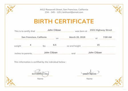 United States Administrative office birth certificate template in PSD ...