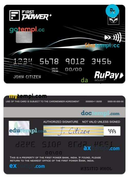 India IDFC First Power Plus RuPay Select Credit Card template in PSD format
