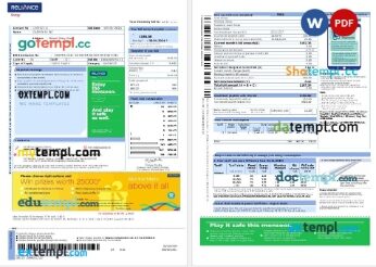 India Reliance Energy business utility bill template in Word and PDF format, 2 pages