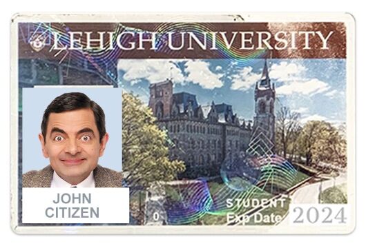 Lehigh University Student ID template in PSD format