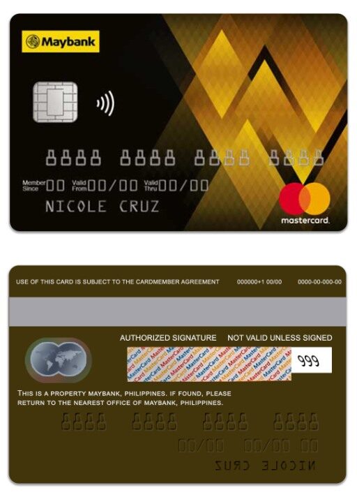 Philippines MayBank gold mastercard template in PSD format