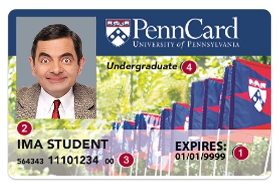 University of Pennsylvania Student ID template in PSD format