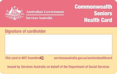 Australia Seniors health card template in PSD format