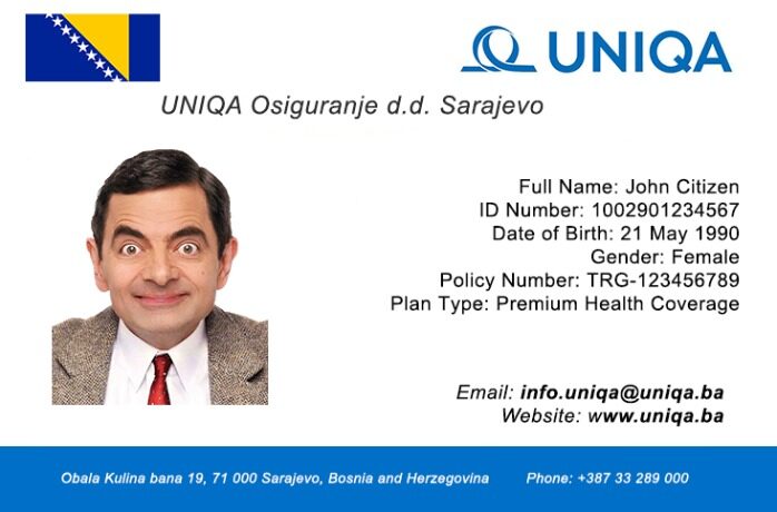Bosnia and Herzegovina health insurance card template in PSD format
