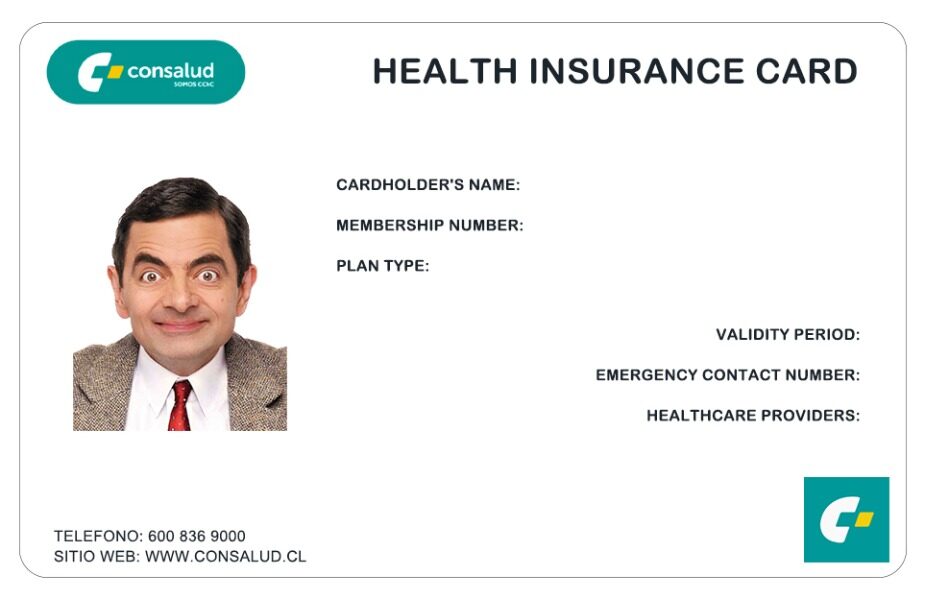 Chile health insurance card template in PSD format