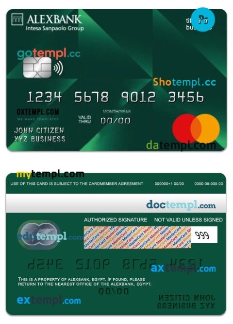 Egypt Alexbank titanium business mastercard template in PSD format
