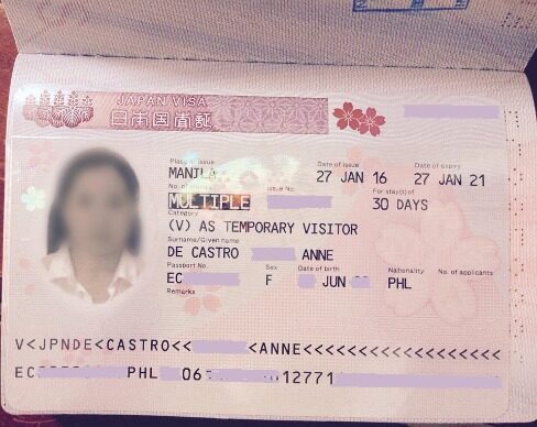 Japan visa template in PSD format