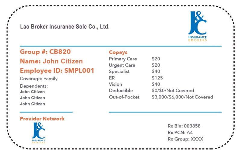 Laos health insurance card template in PSD format