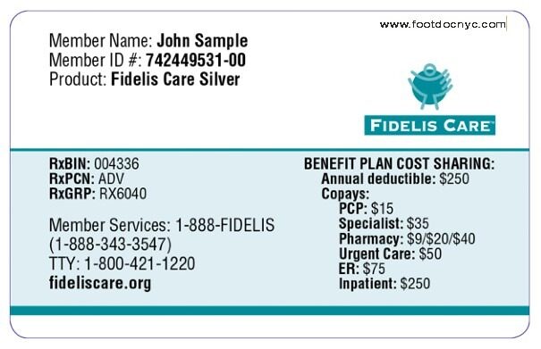 New York Fidels Care health insurance card template in PSD format