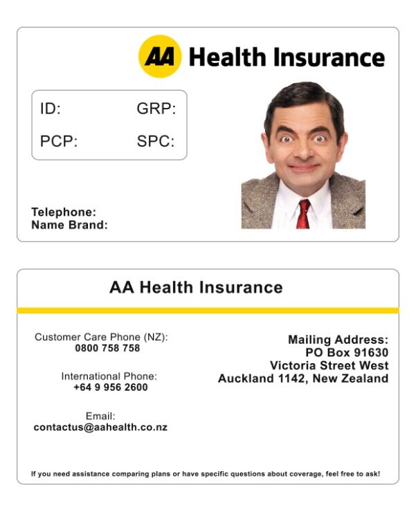 New Zealand health insurance card template in PSD format