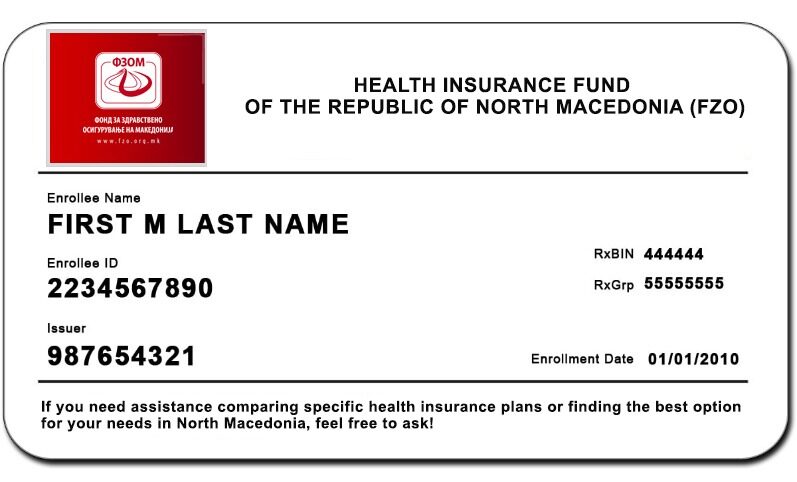 North Macedonia health insurance card template in PSD format