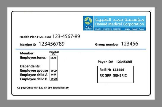 Qatar health insurance card template in PSD format