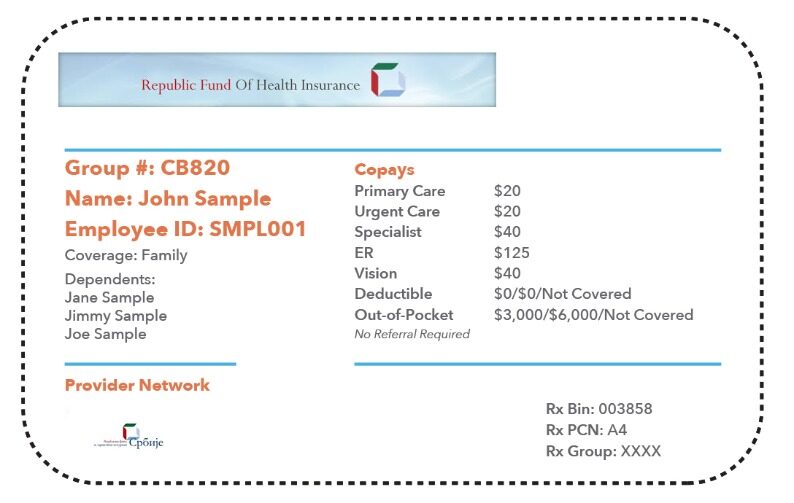 Serbia health insurance card template in PSD format
