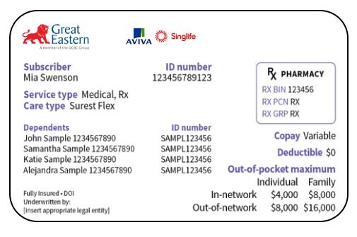 Singapore health insurance card template in PSD format