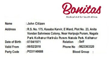 South Africa health insurance card template in PSD format