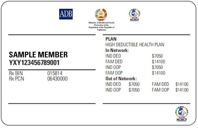 Tajikistan health insurance card template in PSD format