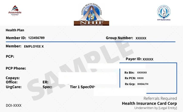 Tanzania health insurance card template in PSD format