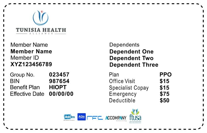 Tunisia health insurance card template in PSD format