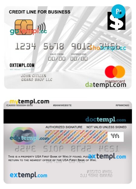 USA First Bank of Wiki credit line for business mastercard template in ...