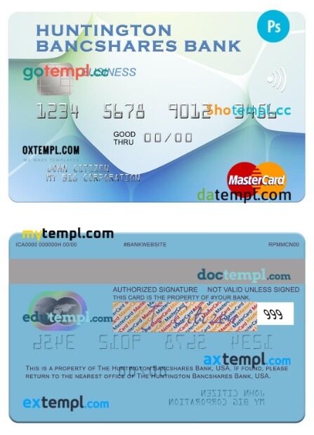 USA Huntington Bancshares Bank Business Mastercard Template In PSD Format usa-huntington-bancshares-bank-business-mastercard-template-in-psd-format