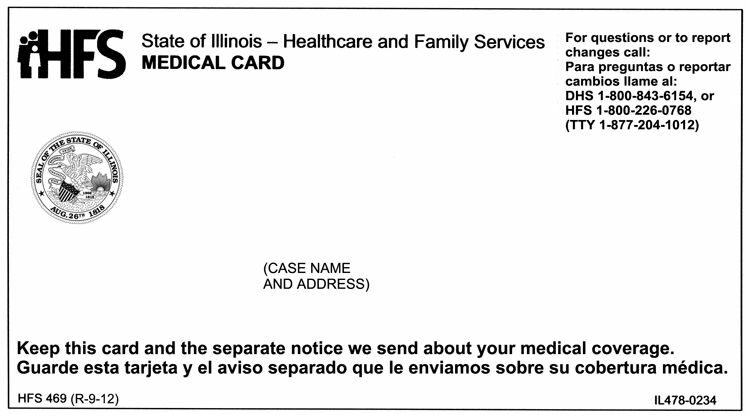USA Illinois HFS medical card template in PSD format