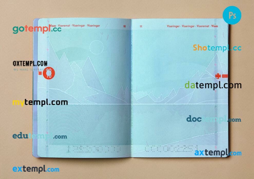 Norway passport other pages photolook version PSD templates