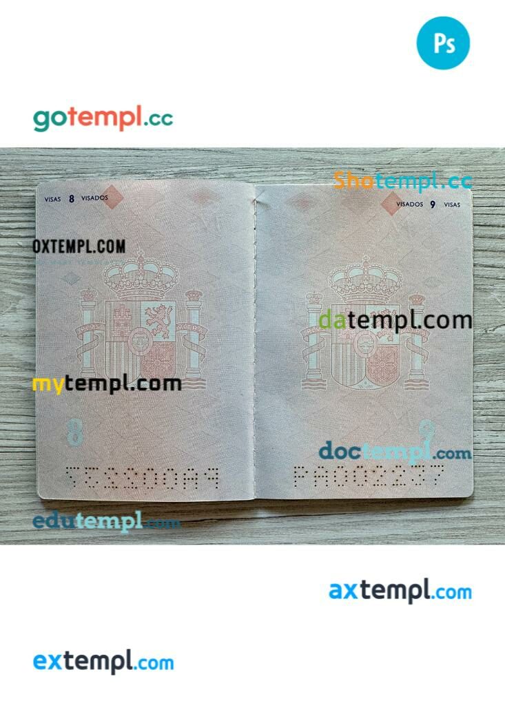 Spain passport other pages photolook version PSD templates