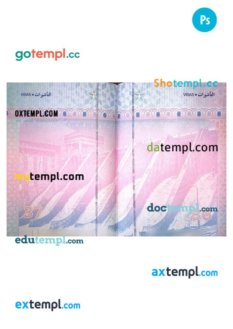 Syria passport other pages PSD templates