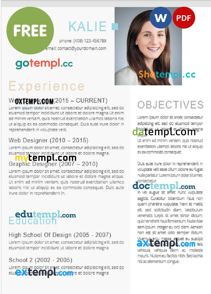 free download Modern resume example in WORD format