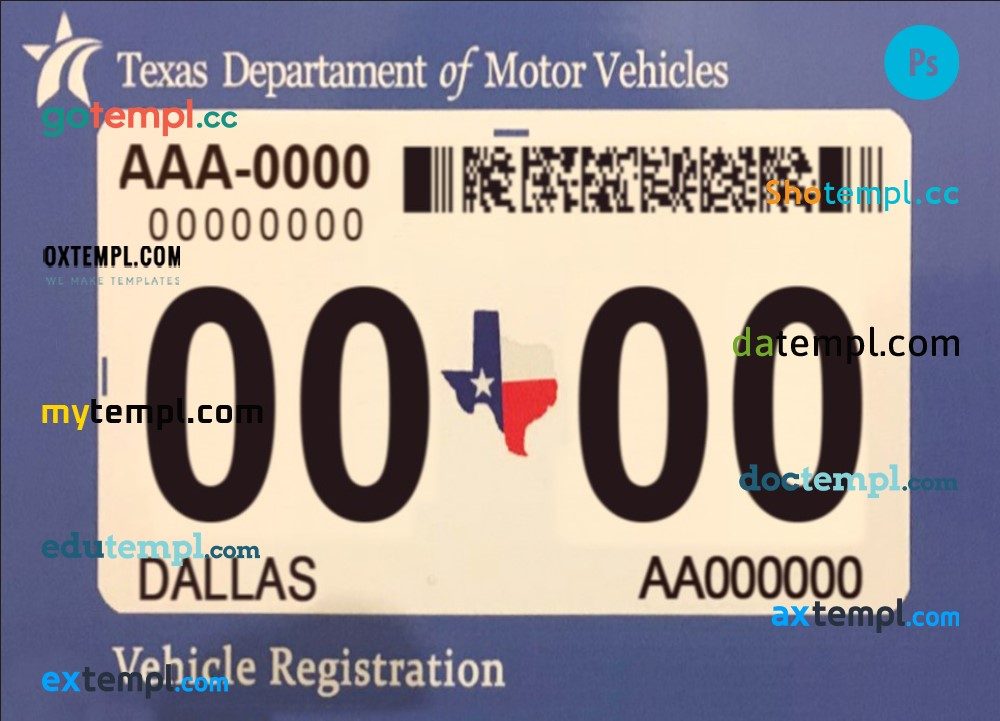 USA Texas Auto Insurance example in PSD format, Bonus editable photo look on the table